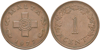 Мальта 1 цент 1977 KM 8 бронза 219-1116