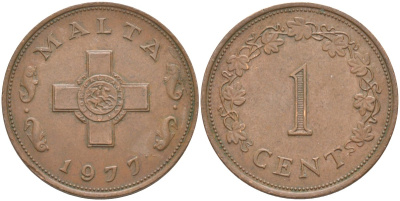 Мальта 1 цент 1977 KM 8 бронза 219-1116