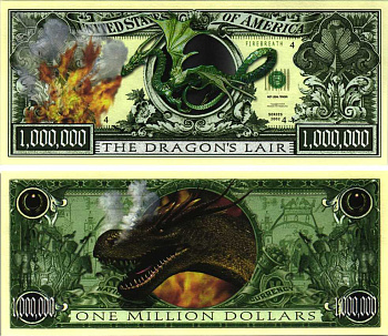 США 1000000 ДОЛЛАРОВ 2002 СУВЕНИРНАЯ БАНКНОТА, ЛУННЫЙ КАЛЕНДАРЬ, ГОД ДРАКОНА бумага UNC (ПРЕСС) 7198-43-1-1