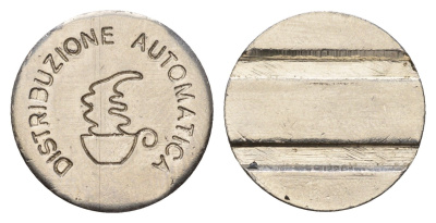 Италия жетон для выдачи напитков (Distribuzione Automatica) - кофе диаметр 22 мм, вес 5,3 гр нержавеющая сталь 4670-543