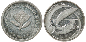 ЮАР 2 1/2 цента 2002 кит KM 282 серебро PROOF 00-00