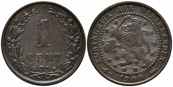 НИДЕРЛАНДЫ 1 ЦЕНТ 1900 ВИЛЬГЕЛЬМИНА (1890-1948) KM 107 бронза 112-442