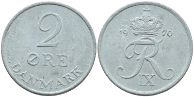 ДАНИЯ 2 ЭРЕ 1970 C; S, ФРЕДЕРИК IX (1947-1972) KM 840.2 цинк 26-351