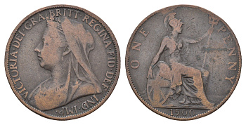 Великобритания 1 пенни 1900 Виктория (1837-1901) KM 790, Spink 3961 бронза 4661-434