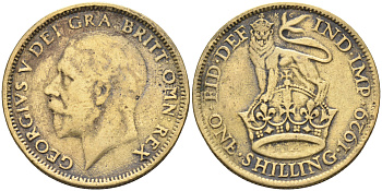 Великобритания 1 шиллинг 1929 Георг V (1910-1936), имитация того времени  белый металл    4595-926
