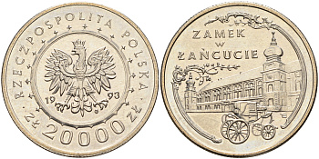 Польша 20000 злотых 1993 Замок Любомирских в Ланьцуте KM 244 медно-никель  UNC  4157-314
