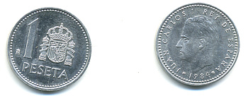 Испания 1 песета 1984 Хуан Карлос I (1975-2014) KM 821 алюминий UNC 76-1021