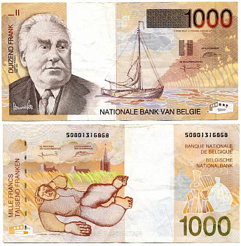 Бельгия 1000 франков 1997 Художник экспрессионст Констант Пермеке (1886-1952) Pick 150 бумага 7486-69-3-1