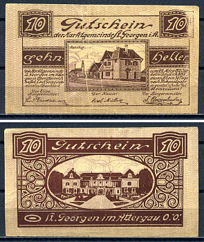 Санкт-Георген-им-Аттергау (Австрия) 10 геллеров 1920 Jaksc/Pick?JPR0888Ic-10 бумага 7556-30-1-2