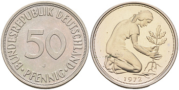 ФРГ 50 пфеннигов 1972 J J 384a, KM 109.2 медно-никель  PROOF  1094-4-61