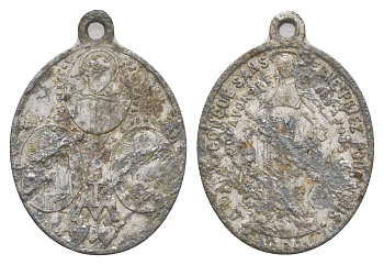 Франция религиозный медальон с изображением Викентия де Поля ND Дочери милосердия, размер 24,5x20 мм, вес 1,02 гр алюминий 4655-227