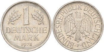 ФРГ 1 марка 1978 F KM 110, J. 385 медно-никель 4177-1136