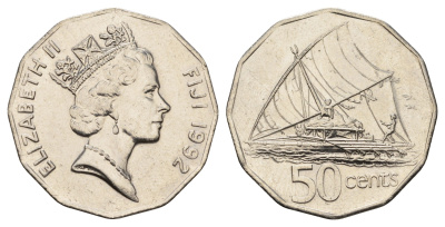 Фиджи 50 центов 1992 KM 54a цинк плакированная никелем UNC 4634-821