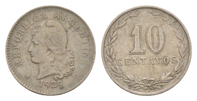 Аргентина 10 сентаво 1929 KM 35 медно-никель 4649-942