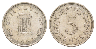 Мальта 5 центов 1972 KM 10 медно-никель 4610-816