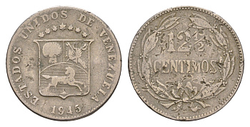 Венесуэла 12 1/2 сентимо 1945 Y 30a медно-никель 4655-852