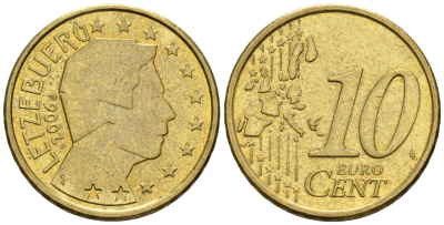 Люксембург 10 евроцентов 2006 KM 78 нордик 4147-826