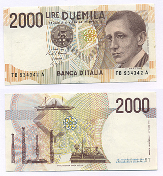 Италия 2000 лир 1990 Маркони Pick 115 7146-22-1-2