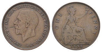 Великобритания 1 пенни 1935 Георг V (1910-1936) KM 838, Spink 4055 бронза 4536-316