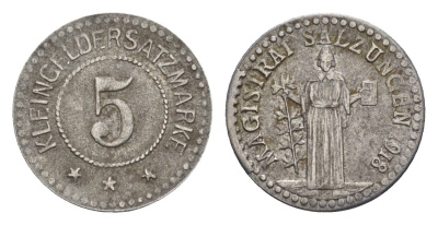 Зальцунген 5 пфеннигов 1918 Funck 466.1, Men05 22370.1, Men18 27982.1 железо 4516-1031