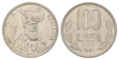 Румыния 100 леев 1993 KM 111 сталь плакированная никелем UNC 4168-1032