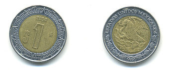 Мексика 1 песо 2004 KM 603 биметалл 3999-937