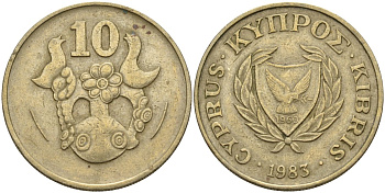 Кипр 10 центов 1983 KM 56.1 никель латунь 4141-1123