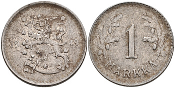 ФИНЛЯНДИЯ 1 МАРКА 1949 H KM 30b железо 4563-711