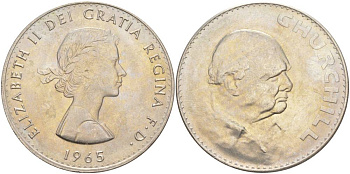 Великобритания 1 крона (5 шиллингов) 1965 Уинстон Черчилль, Елизавета II (1952-2022) KM 910, Spink 4144 медно-никель UNC 4537-1033