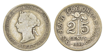 Цейлон 25 центов 1899 Виктория (1837-1901) KM 95 серебро 1516-1141