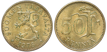Финляндия 50 пенни 1978 K KM 48 алюминиевая бронза UNC 259-627