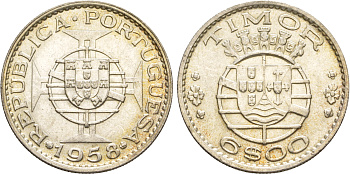 Португальский Тимор 6 эскудо 1958  KM 15 серебро  aUNC  4635-855