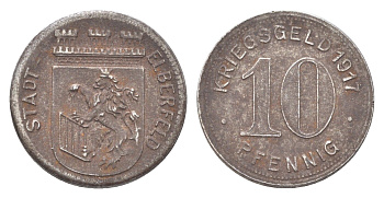 Эльберфельд 10 пфеннигов 1917 Funck 111.5, Men05 6413.6, Men18 8040.6 железо 4708-845