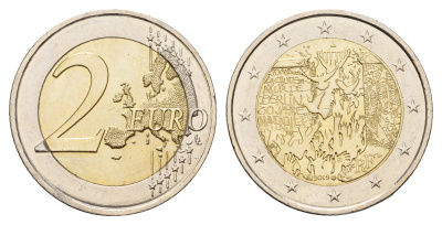 Франция 2 евро 2019 30 лет падению Берлинской стены KM 2559 биметалл UNC 68-712