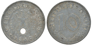 Германия 10 рейхспфеннигов 1940 E KM 101, J. 371 цинк 4132-613