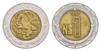 Мексика 1 песо 1995 KM 603 биметалл 4674-752
