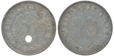 Германия 10 рейхспфеннигов 1940 E KM 101, J. 371 цинк 4132-613
