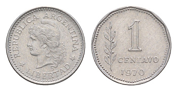 Аргентина 1 сентаво 1970 KM 64 алюминий 4649-928