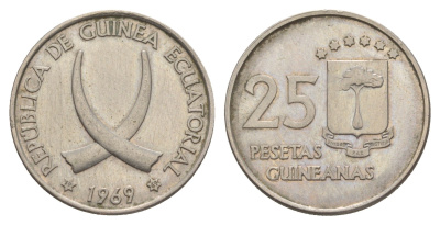 Экваториальная Гвинея 25 песет 1969 KM 3 медно-никель UNC 4150-854