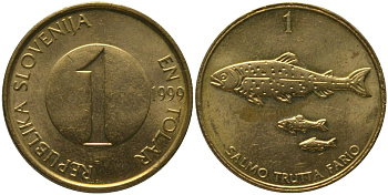 Словения 1 толар 1999 KM 4 латунь 4548-235