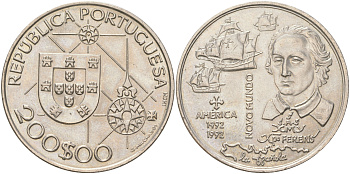 Португалия 200 эскудо 1992 Новый мир - Америка KM 660 медно-никель UNC 1088-9-62