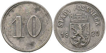 Пёснек (Саксен-Майнинген) 10 пфеннингов 1920 Funck 427.4, Men18 25909.4 железо 4586-954