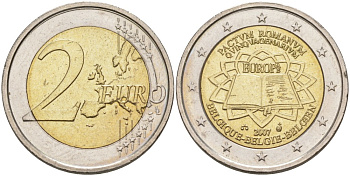 Бельгия 2 евро 2007 50 ЛЕТ РИМСКОМУ ДОГОВОРУ KM 247 биметалл аUNC 4111-721