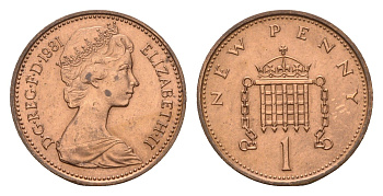 Великобритания 1 пенни 1981 Елизавета II (1952-2022) KM 915, Spink 4237 (B1) бронза aUNC 4627-1062