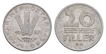 Венгрия 20 филлеров 1987 BP KM 573 алюминий 4658-636