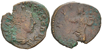 Римская Империя, императоры в Галлии антониниан 273 - 274 Тетрик II, C PIV ESV TETRICVS CAES, бюст цезаря / PAX AVG, Пация, персонификация мира, Августа Треверов RIC 248 биллон 1073-24-11