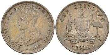Австралия 1 шиллинг 1916 M, Георг V (1910-1936) KM 26 серебро 71-1625