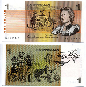Австралия 1 доллар 1974-1983 Knight & Stone Pick 42с бумага XF-UNC 6293-54-2-2