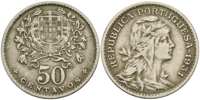 Португалия 50 сентаво 1931 KM 577 медно-никель 4171-1034