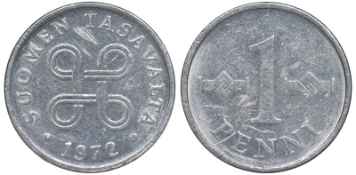 Финляндия 1 пенни 1972 KM 69а алюминий 3334-1036